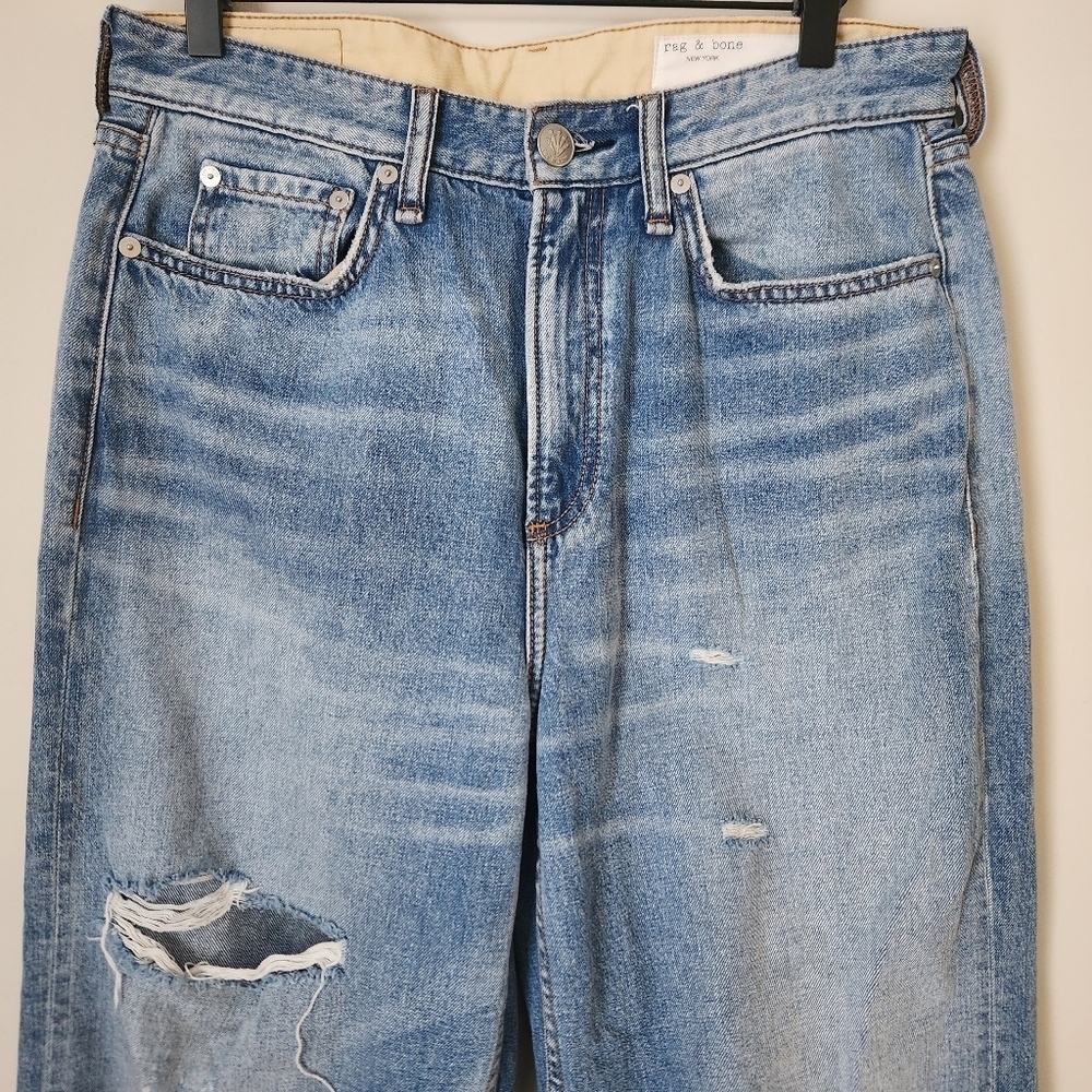 rag & bone | Logan Mid-Rise Distressed Wide Leg Jeans in Vandam - Size 28 - Picture 3 of 13